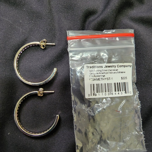 Genuine amethyst with 925 silver earrings - Picture 3 of 3